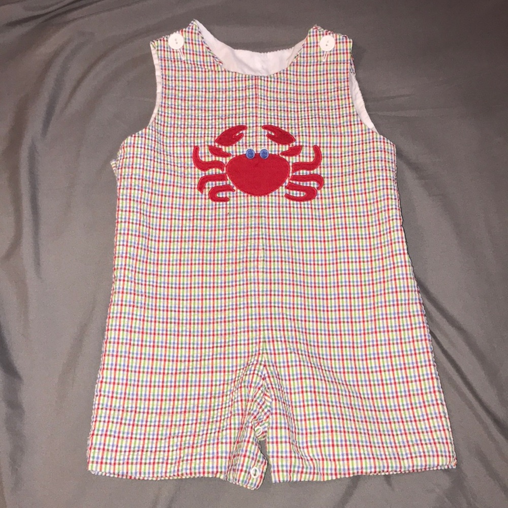 Boys 3T Seersucker “John John” Romper